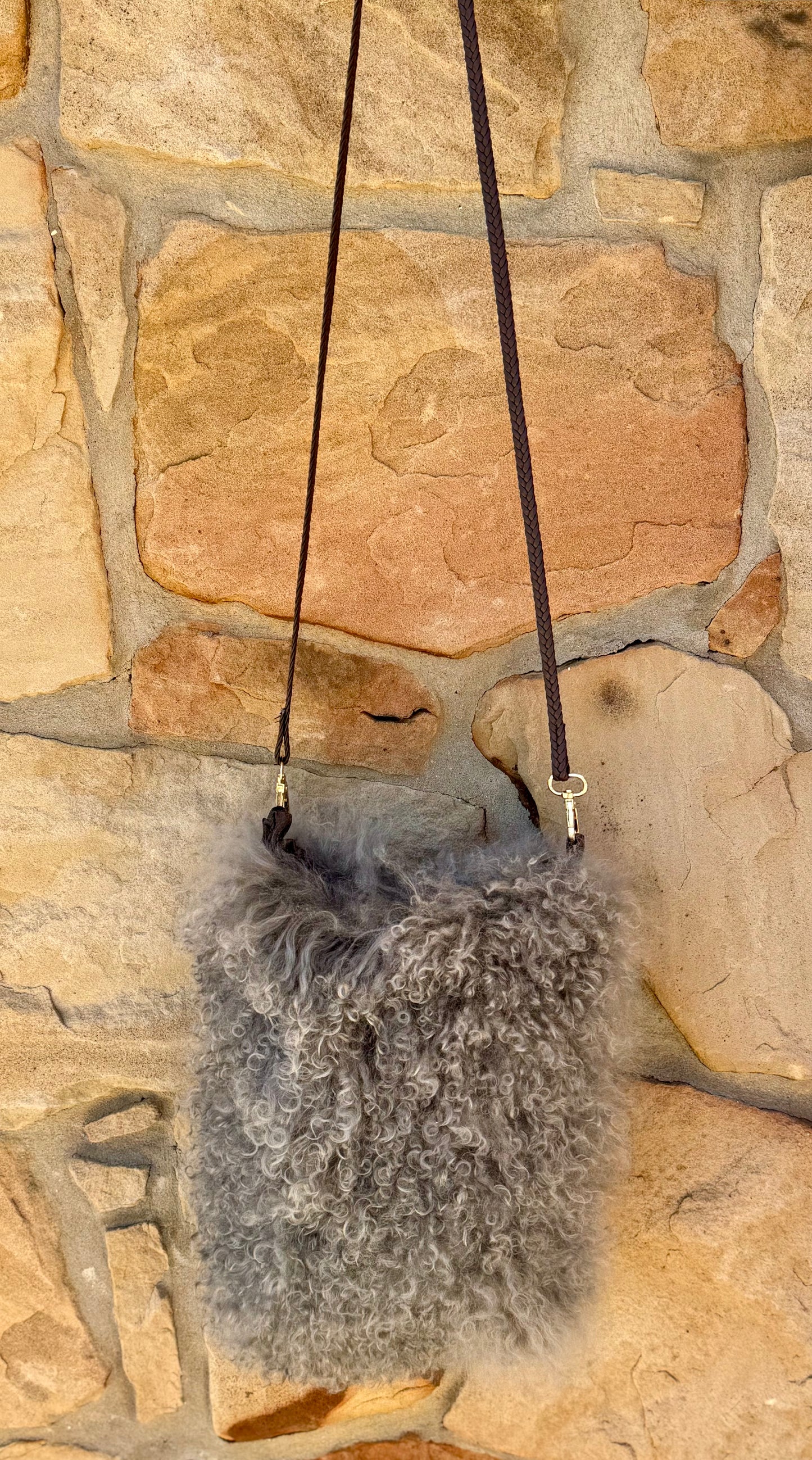 Leather Sheep Wool Purse
