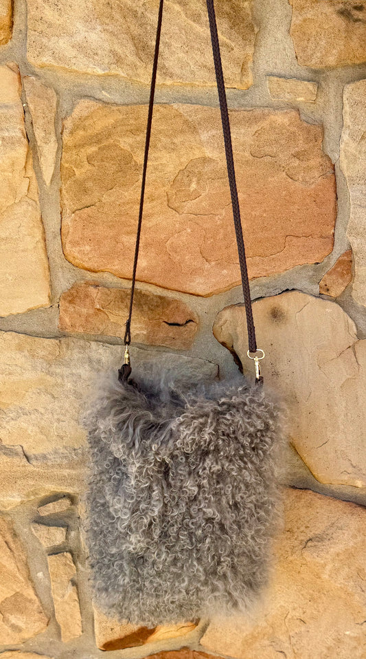 Leather Sheep Wool Purse