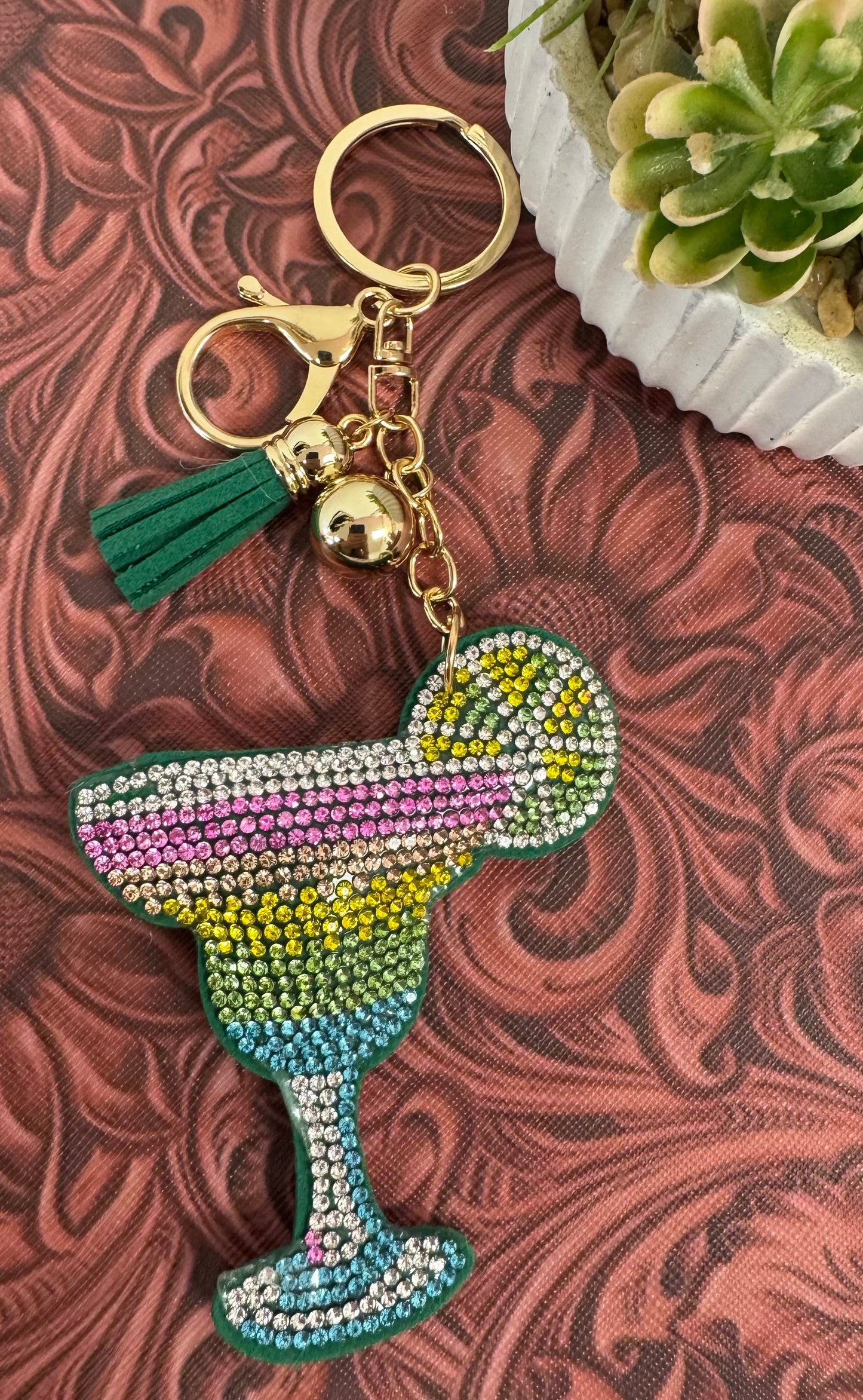 Rhinestone Margarita Keychain