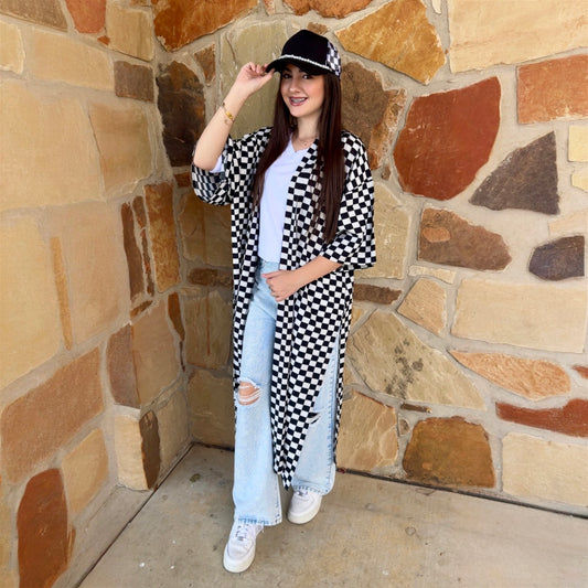 Checkered Print Duster