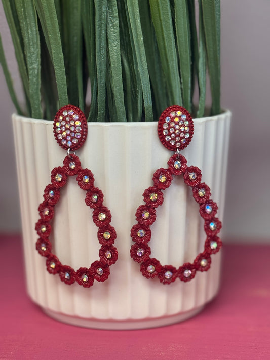 Red Rhinestone Earrings