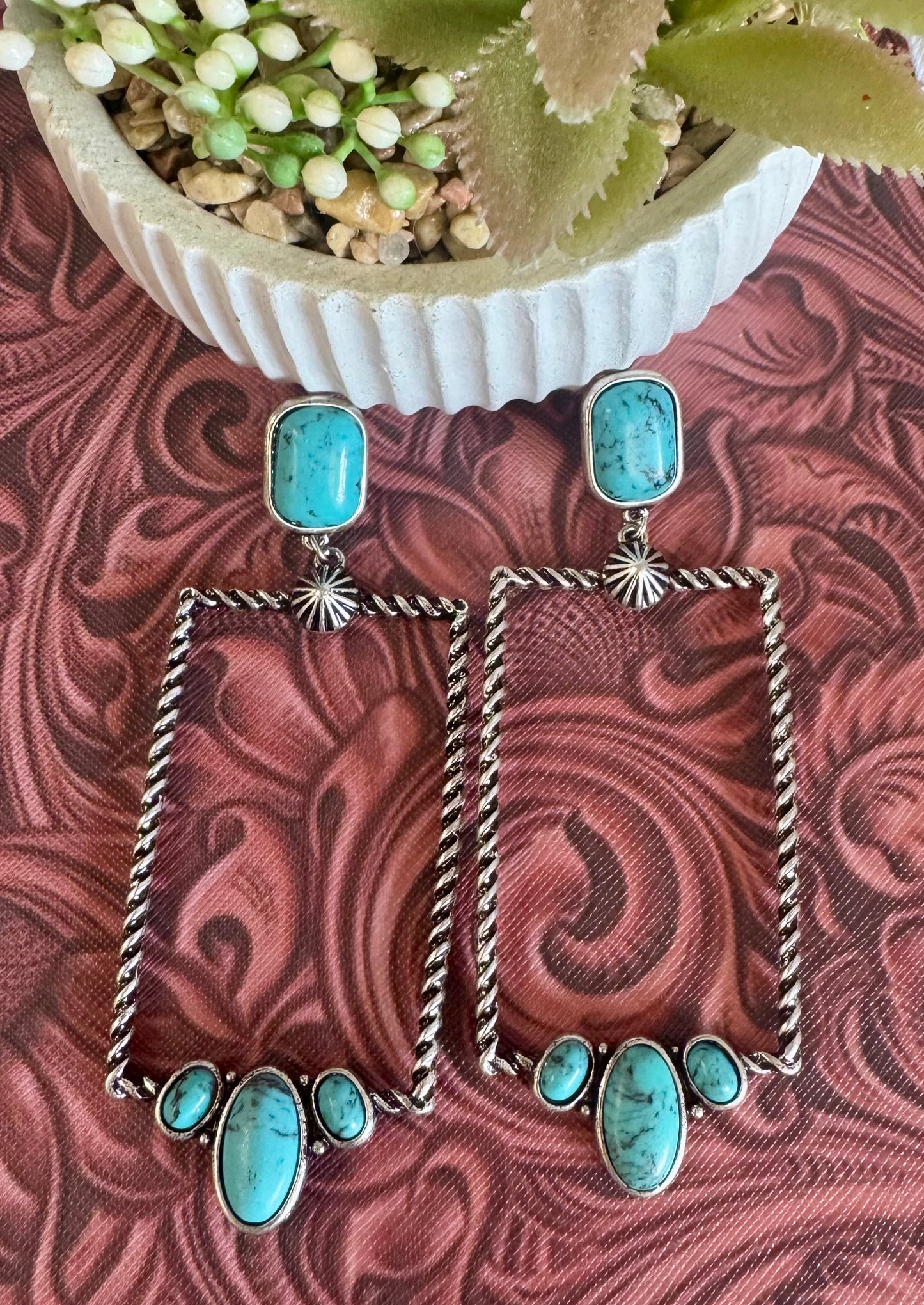 Turquoise Rectangle Earrings