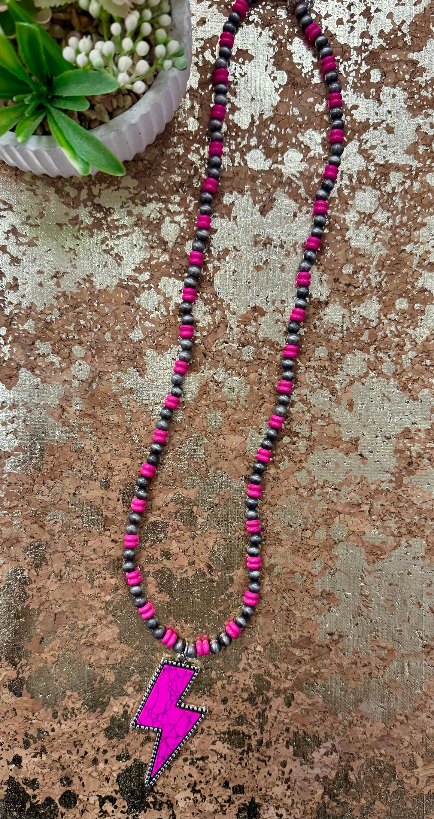 Pink Lightning Necklace