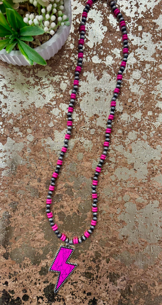 Pink Lightning Necklace