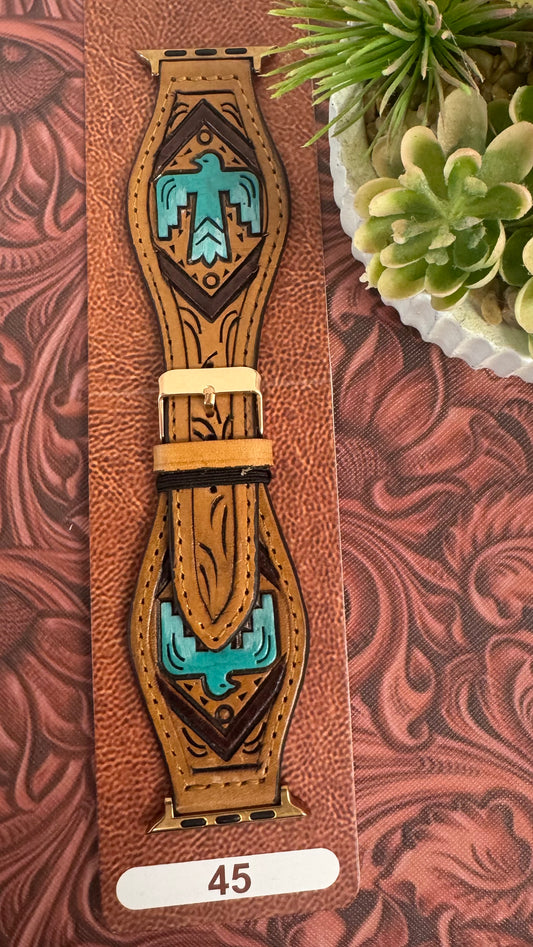 Thunderbird Leather Tooler Watchband 45mm