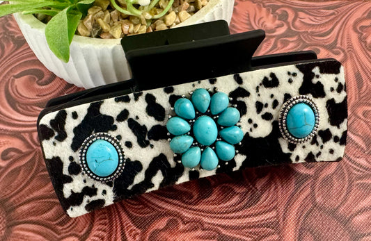 Turquoise Cowhide Hair Clip