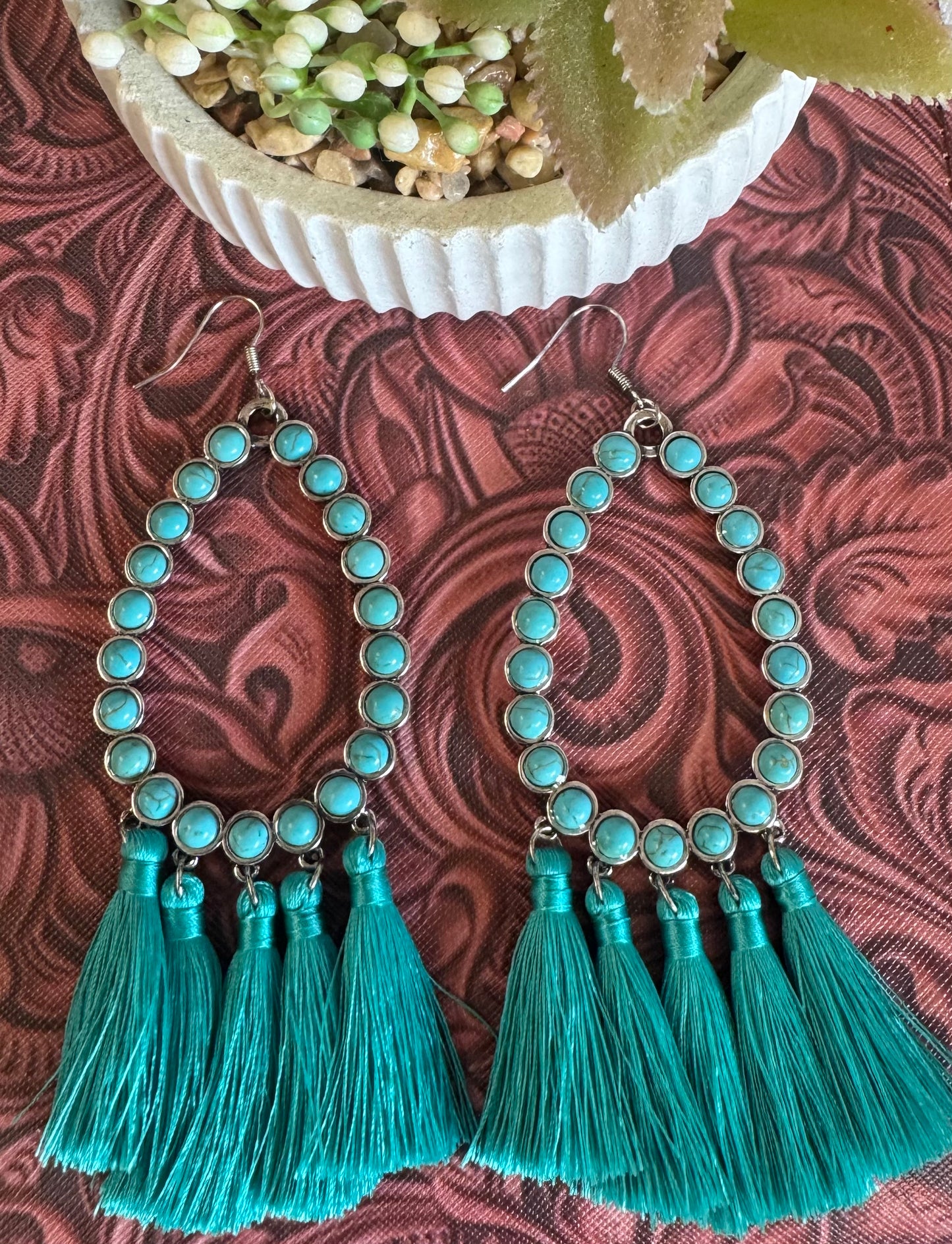 Turquoise Tassel Earrings