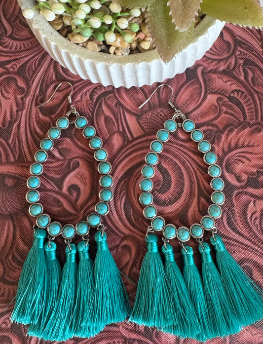 Turquoise Tassel Earrings