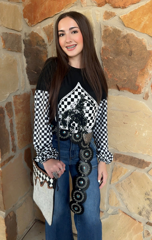 Checkered Ace of Spades Top