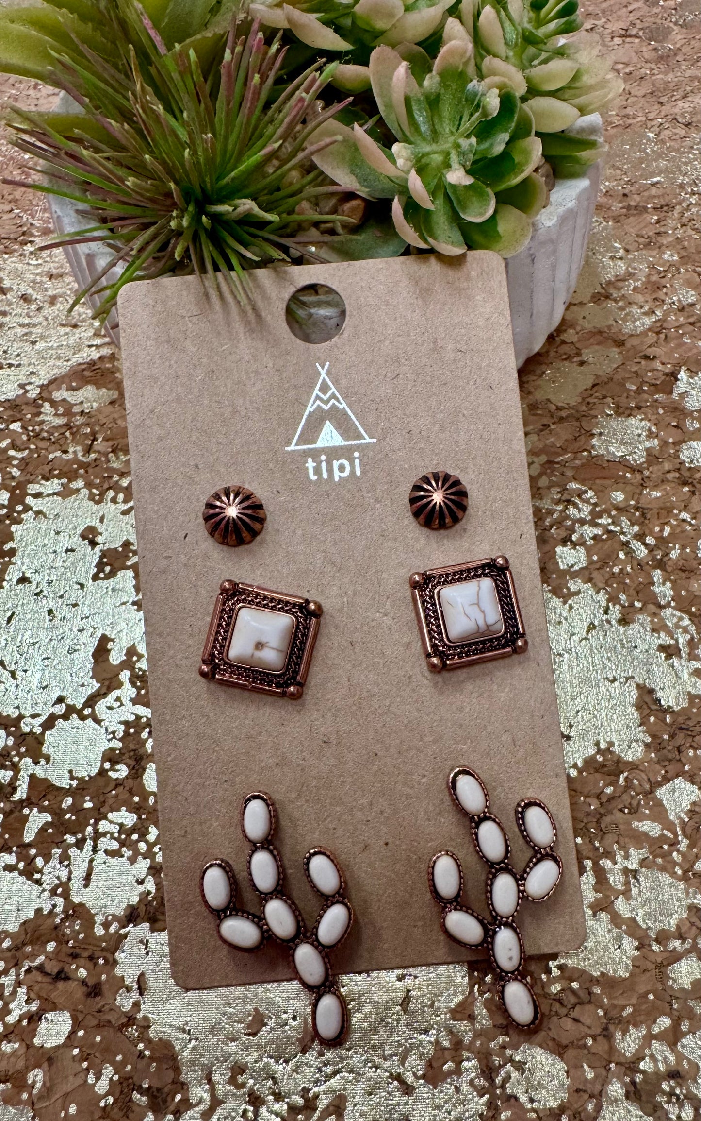 Ivory 3 Piece Earring Set