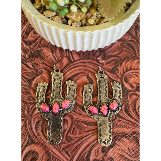Pink Cactus Earrings