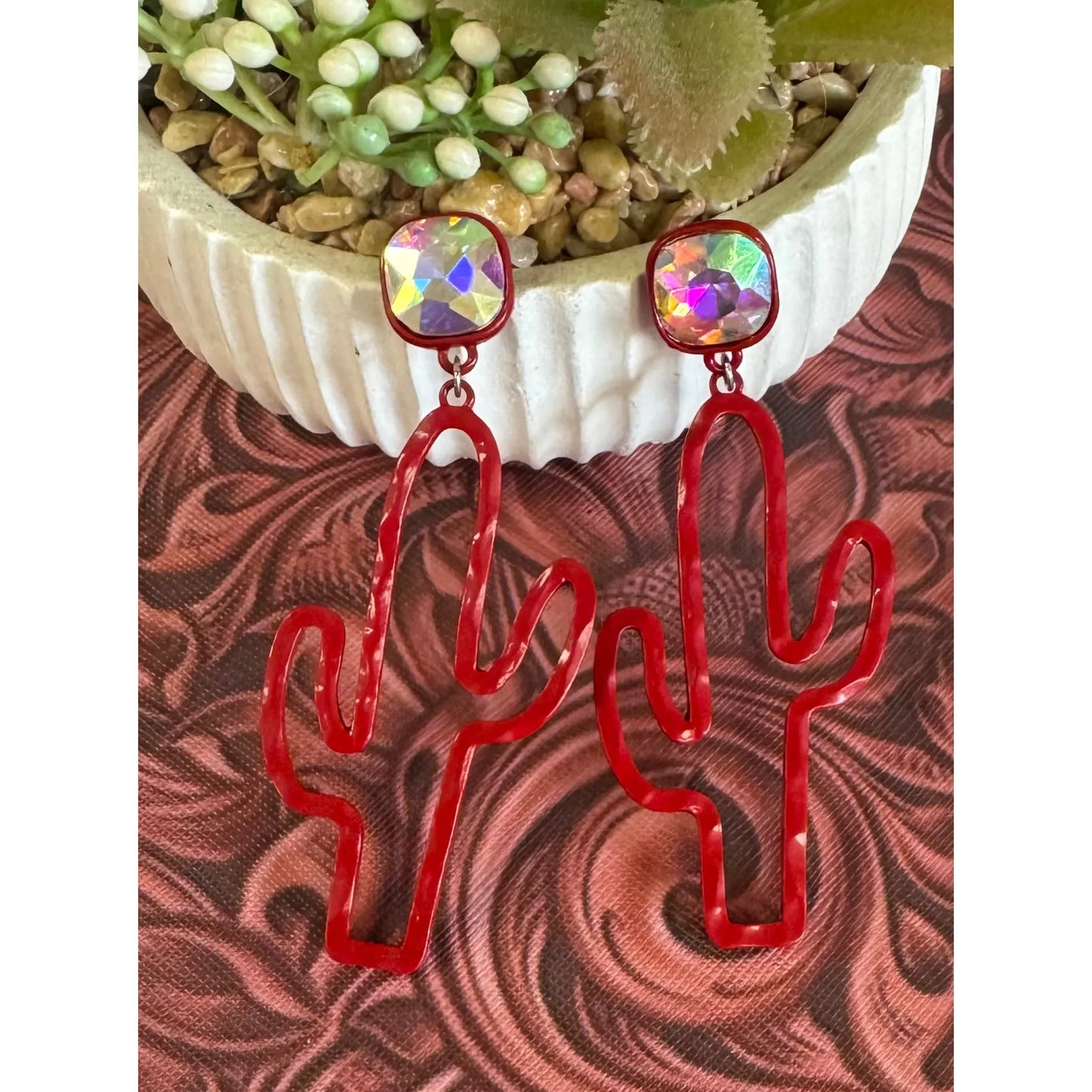 Red Cactus Earrings