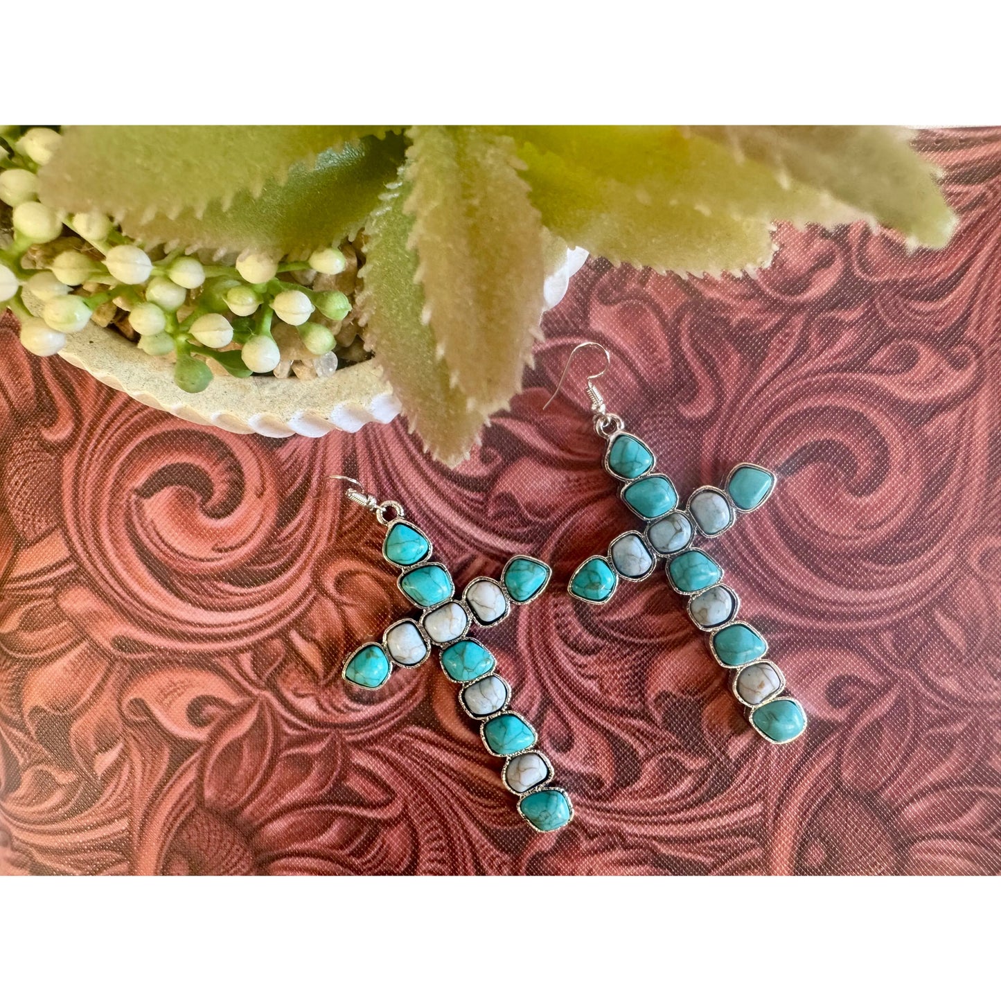 Cross Turquoise Earrings