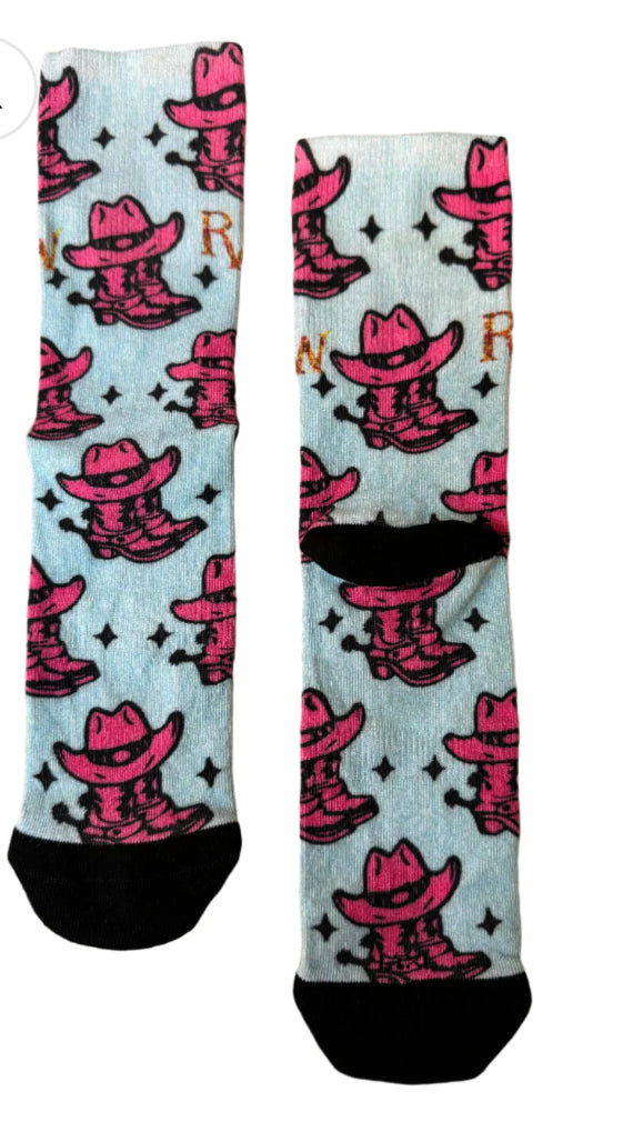 RW Socks Blue Pink Hat Boots