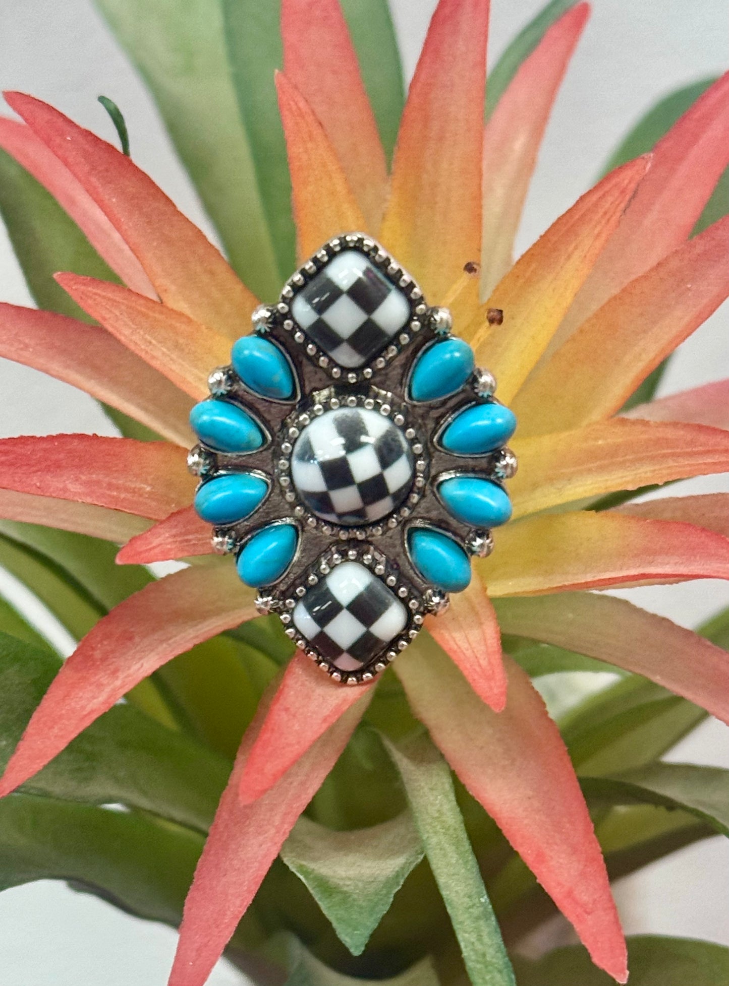 Checkered Turquoise Ring