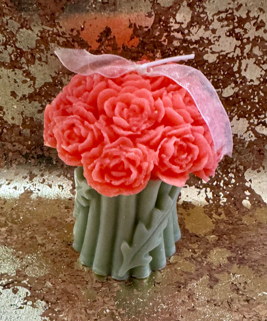 Coral Rose Bouquet Candle