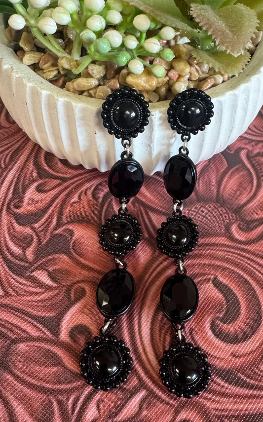 Black Rhinestone Dangle Earrings