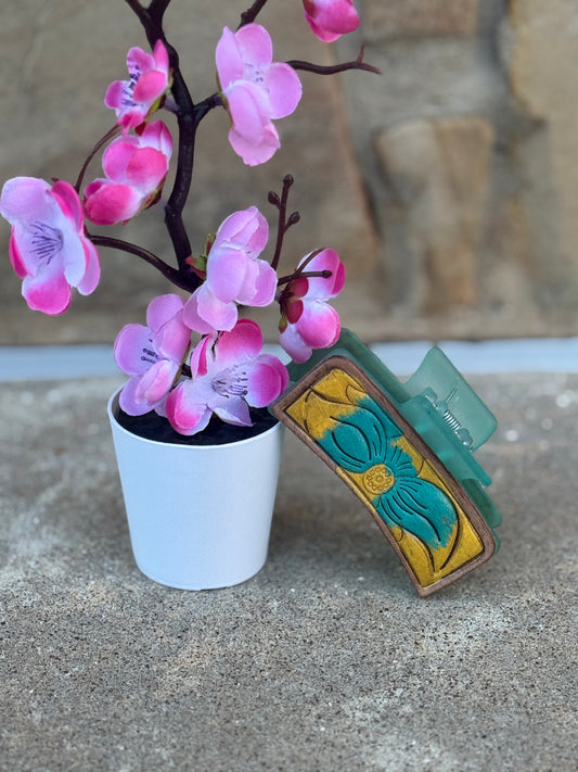 Floral Leather Hair clip