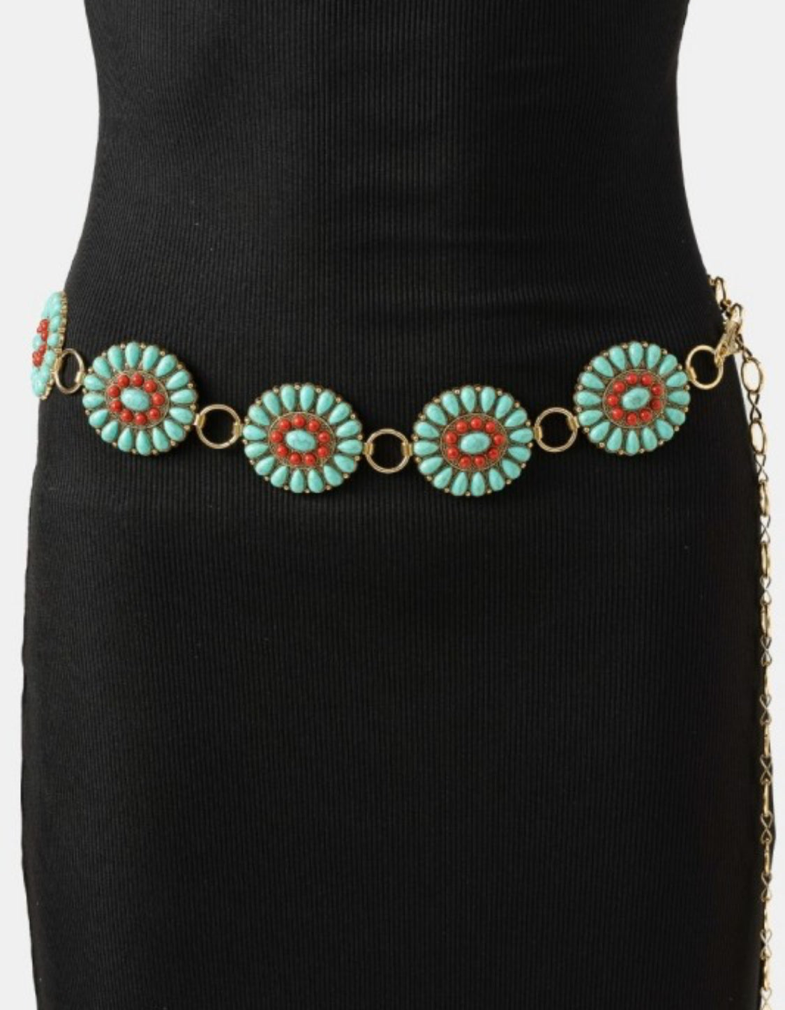 Turquoise Red Concho Belt