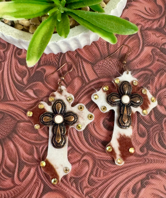 Rhinestone Cross Earrings
