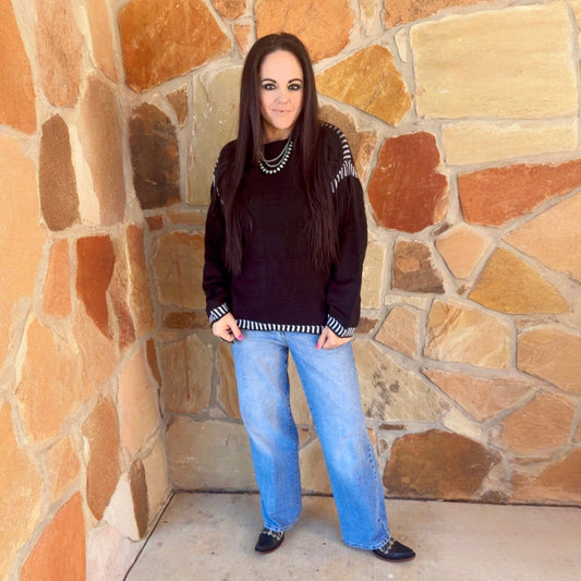 Black White Knitted Sweater