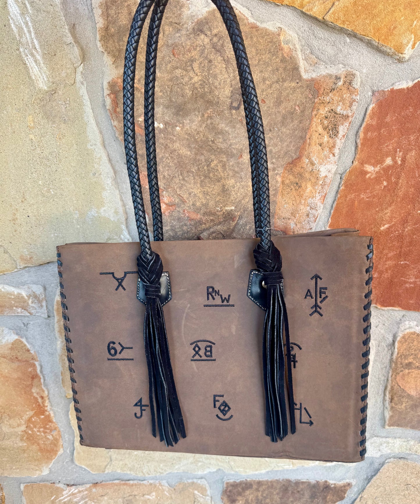 Large RW Boots Brown Brand Fringe Purse