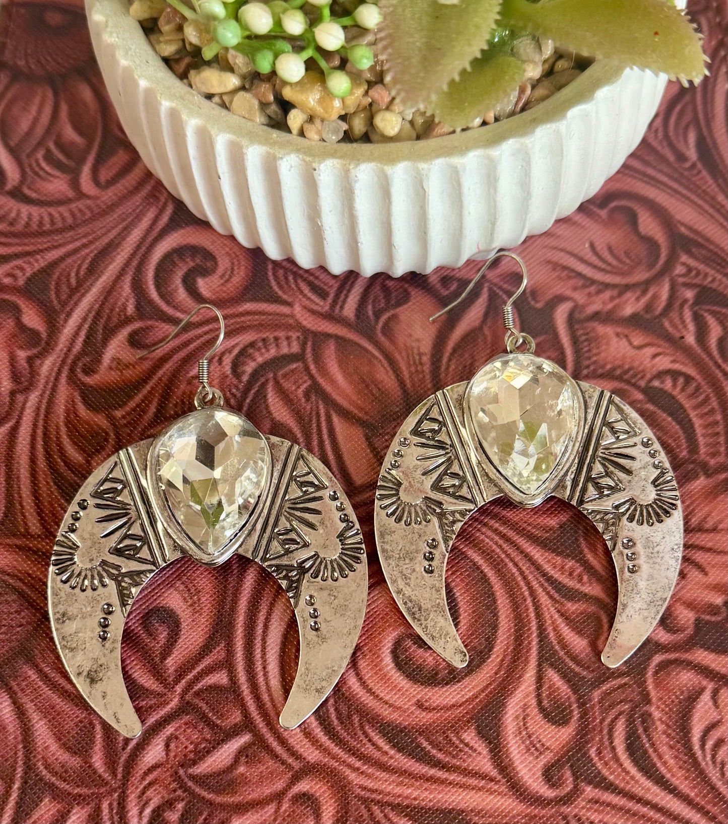 Silver Squash Rhinestone Earrings