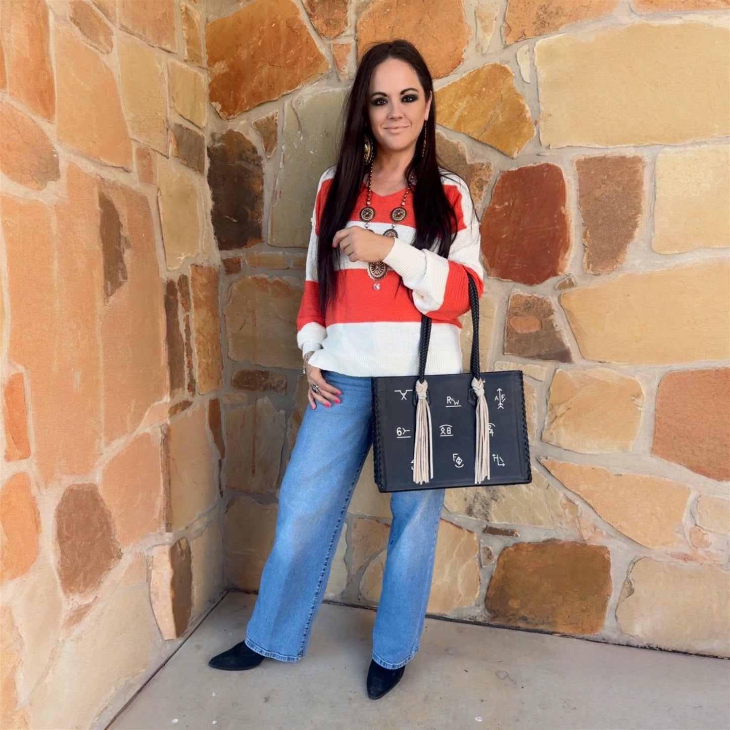 Orange Stripe Loose Sweater