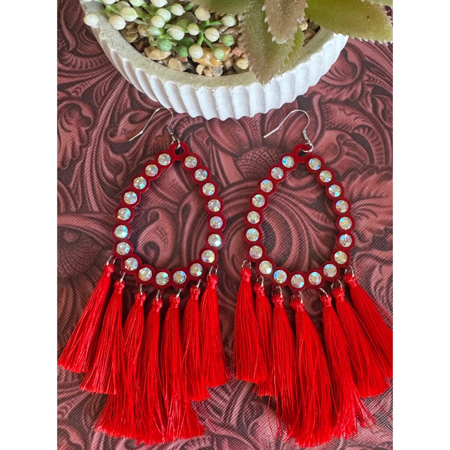 Red Tassel Earrings