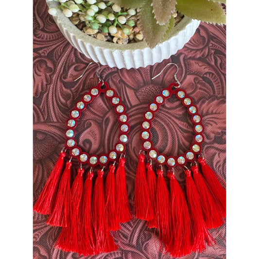 Red Tassel Earrings