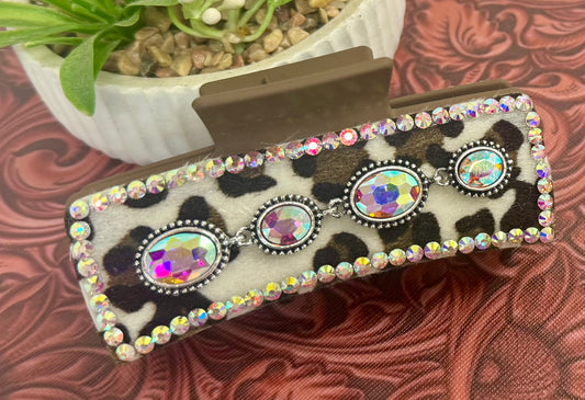 Brown Rhinestone Leopard Hair Clip