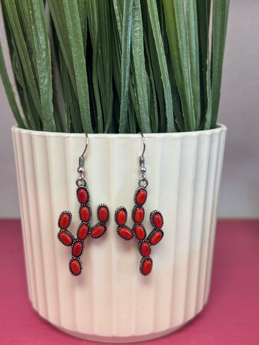 Red Cactus Earrings