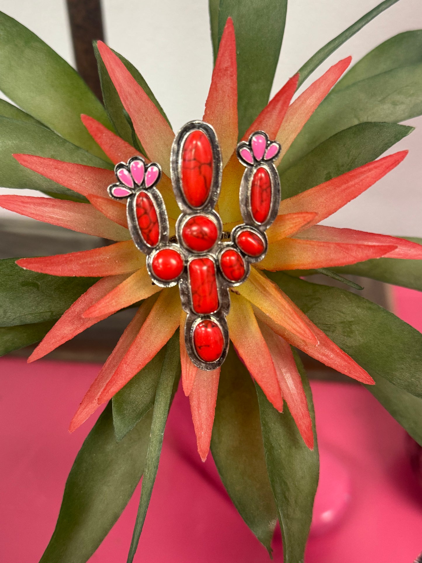 Large Red Cactus Ring