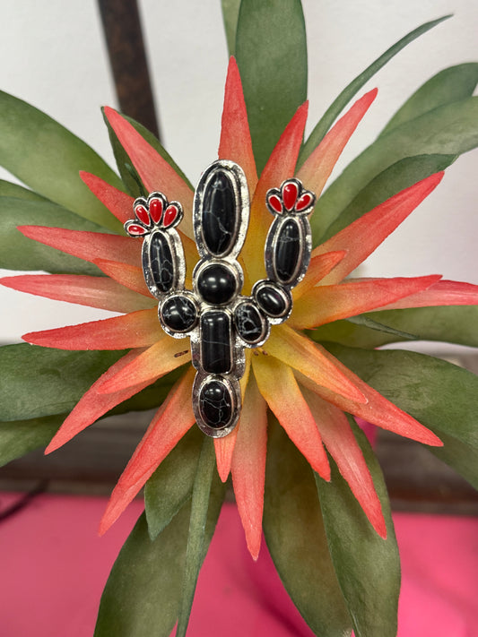 Large Black Cactus Ring