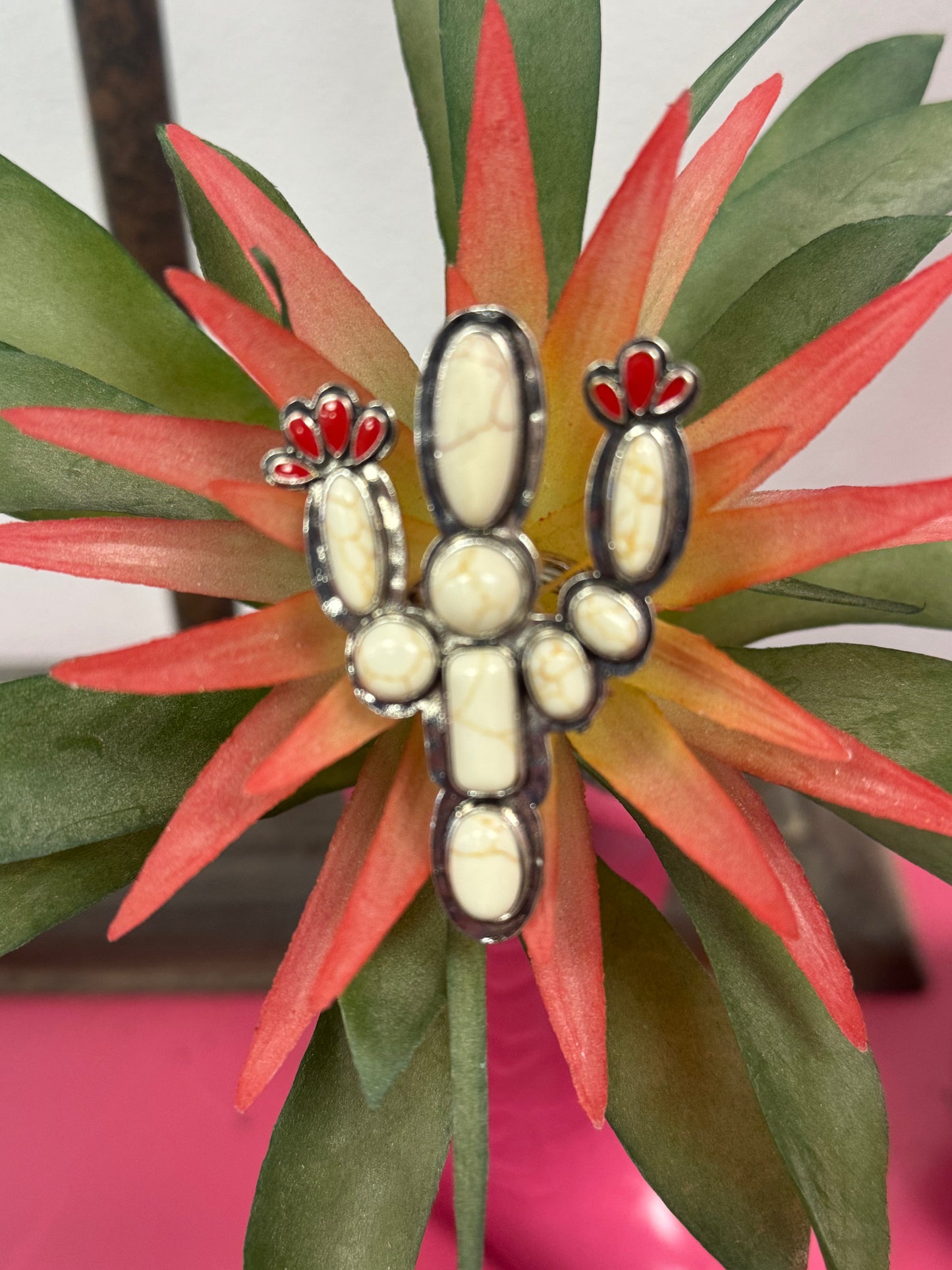 Large Ivory Cactus Ring