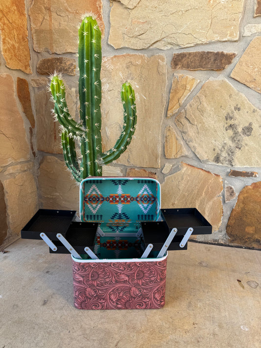 Tooled Makeup Jewelry Box