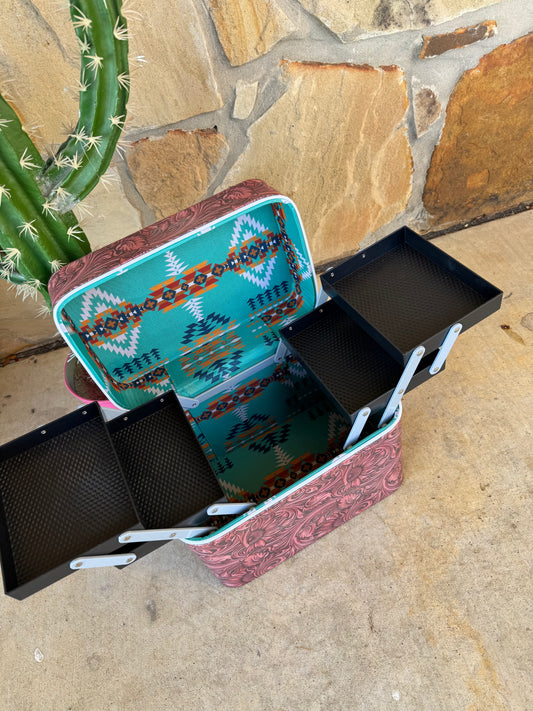 Tooled Makeup Jewelry Box